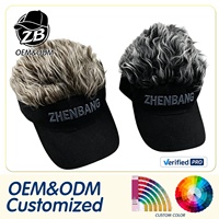 Vente Chaude Personnalisé en usine Casquette de golf amusante, Casquette de soleil fantaisie avec visière et perruque, Casquette de baseball à visière avec poils pointus