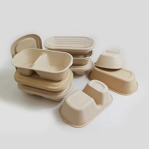 High-quality Sugarcane Bagasse Pulp Food <b>Trays</b> 100% Biodegradable Disposable Eco-friendly Party Tableware Set - Product Image 5