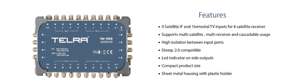 Telra TM-01008 Multiconmutador de TV Satelital Profesional 10x8 para 2 Satélites, en Cascada, 8 Salidas, Metálico, 12V, Receptor SMATV para Hotel y Apartamento - Product Image 5
