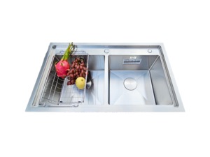 Heavy Duty 304 Stainless Steel Double Bowl Two Hole Kitchen Sink Handmade <b>Brushed</b> Finish Modern Design Above Counter Vietnam - Product Image 6