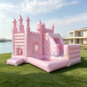 Château Gonflable Rose Sec et Humide avec Toboggan et Trampoline, Idéal pour Mariages et Fêtes, Équipement de Location pour Adultes et Enfants - Product Image 3