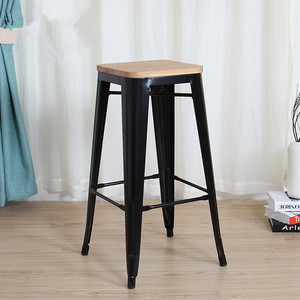 <span class=keywords><strong>Tabouret</strong></span> <span class=keywords><strong>de</strong></span> <span class=keywords><strong>Bar</strong></span> en acier inoxydable avec siège carré en bois - Product Image 6
