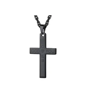 Loordon нержавеющей стали ювелирные изделия христианской Бог любит вас крест кулон с цепочкой