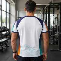 T-shirt de sport personnalisé en coton 100 % avec patchwork par sublimation, séchage rapide, respirant, anti-plis pour activités sportives en extérieur, 180 grammes