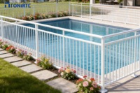 Clôture de piscine en aluminium perforée avec porte, écologique, sûre et bien conçue, avec revêtement en poudre noire