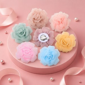 Pinces à <span class=keywords><strong>cheveux</strong></span> en tissu organza avec fleur rose, vente en gros, 10 cm, broche double usage pour mariage, fête, femme, nouveaux produits 2026 - Product Image 1