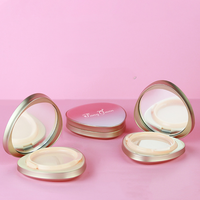 Vente en gros de boîtes compactes en plastique ABS rose en forme de cœur de 15 g, vides, pour fond de teint, cosmétiques, avec coussin d'air, poudre libre, manipulation par estampage