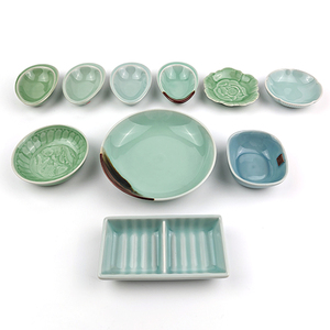 Mangkuk Saus Celadon Hijau Longquan Tradisional Cina, Mangkuk Bumbu Mini, Piring Bunga untuk Restoran <span class=keywords><strong>Sushi</strong></span> - Product Image 1