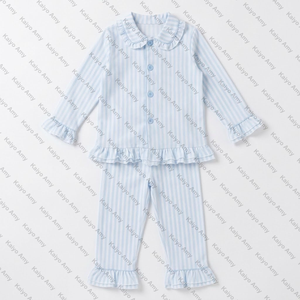Pigiami in Cotone per Bambini Inverno 2026, Set Blu a Righe per Ragazzi e Ragazze, Abbigliamento Coordinato per Famiglia - Product Image 2