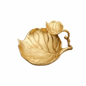 Cuencos para servir con fecha de oro redondos decorativos Ramadán de aluminio sostenible de alta calidad con diseño de hoja vintage en todo el precio de venta - Product Image 1