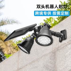 Luces Solares para Jardín, Focos LED de Doble Cabezal con Panel Solar, Montaje en Pared, Resistentes al Agua, Iluminación Exterior para Patio - Product Image 4