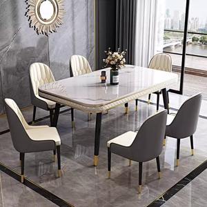 Mesa de comedor rectangular de mármol moderna de lujo con juego de sillas 4 6 8 plazas comedor muebles de sala de estar diseños elegantes - Product Image 5
