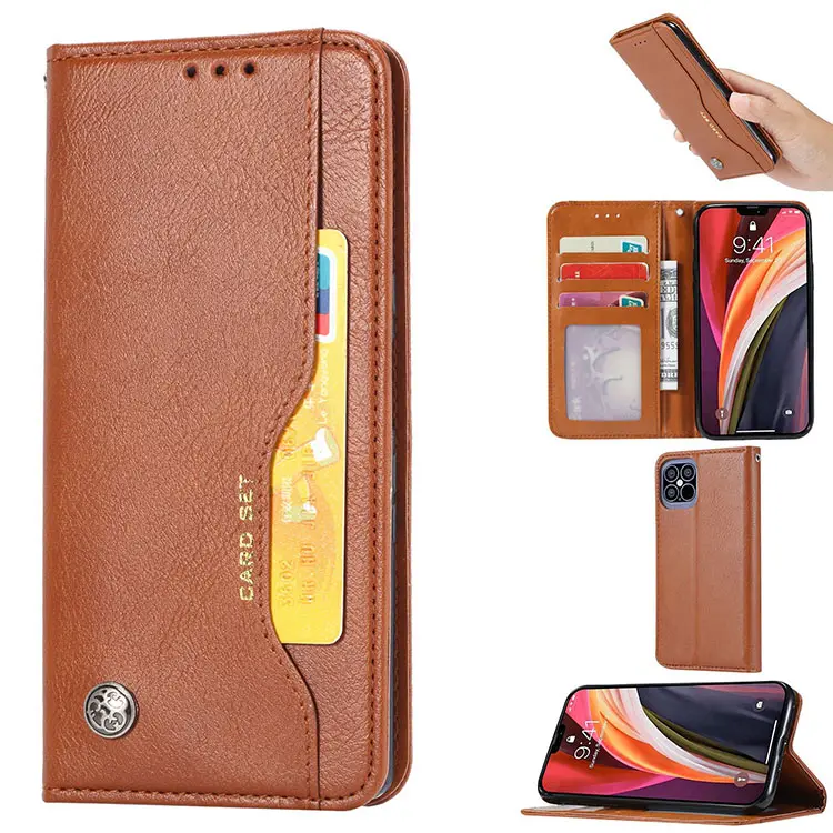 Luxury leather phone case business magnetic flip cover for iphone 11 12 13 pro max with card holder for men