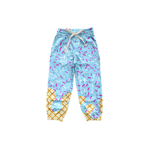 กางเกงแฟลร์เด็กไซส์ใหญ่พิเศษ แต่งลายไอซ์สปริงเคิลส์ ผ้าสแปนเด็กซ์/โพลีเอสเตอร์ ขายส่ง ชุดออกกำลังกาย ชุดคู่พี่น้อง รุ่นใหม่ - Product Image 1