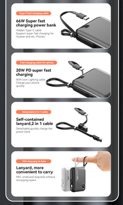 2023 venta al por mayor promocional Mini estación de energía portátil ultradelgada 10000 Mah Pd Cable para <span class=keywords><strong>Iphone</strong></span> carga al aire libre para teléfonos celulares - Product Image 2