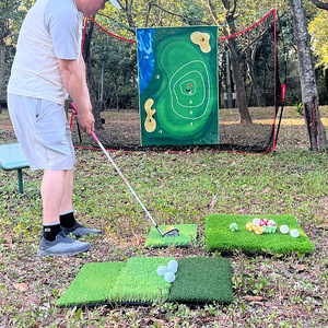 Tapis d'entraînement de golf avec filet pour l'entraînement au chipping, en tissu flanelle, aide à l'entraînement de golf portable pour une utilisation en intérieur et en extérieur - Product Image 5