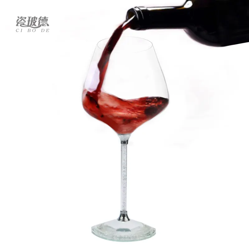 3 verres à vin rouge de haute qualité, remplissage de luxe, tige de diamant blanc, fond en cristal, tasse à vin