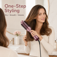 Brosse Soufflante Chauffante Professionnelle 1200-1300W 220-240V Température et Vitesse Réglables Cylindre Céramique Rotation 360°