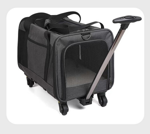 फोल्डेबल सांस इनडोर आउटडोर सॉफ्ट लाइन वाली धातु फ्रेम यात्रा क्रेट बैग स्ट्रेलर आउटडोर बड़े पहियों पालतू कुत्ते बिल्ली वाहक - Product Image 2