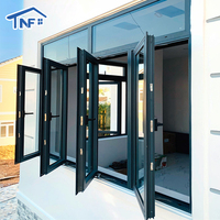 Ventanas Francesas de Aluminio con Triple Vidrio, Diseño Moderno, Certificación NFRC AS2047, Ventanas Abatibles de Vidrio Templado de Aluminio