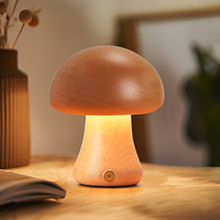 Lampe champignon en bois Portable sans fil petite lampe de nuit lampe de bureau à piles Rechargeable