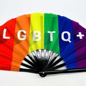 Abanico Plegable de Bambú Grande Personalizado QM Pride, Abanico de Mano de Seda y Bambú - Product Image 4