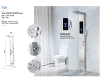 Panneau de douche massant Hotaqi Foshan en acier inoxydable de luxe avec affichage LED, double poignée, jets pluie et jet direct, garantie 5 ans