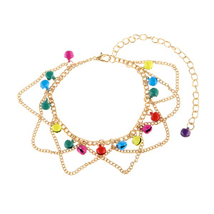 Chaînes de cheville populaires en or 18 carats style bohème chic, personnalisées pour femmes, accessoires de cheville colorés pour la plage, cadeau - Product Image 3