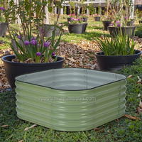 Jardinière surélevée/pot à fleurs modulaire en métal ondulé de luxe 4N1-17, 17'' de hauteur, galvanisée, à usage domestique, motif carré