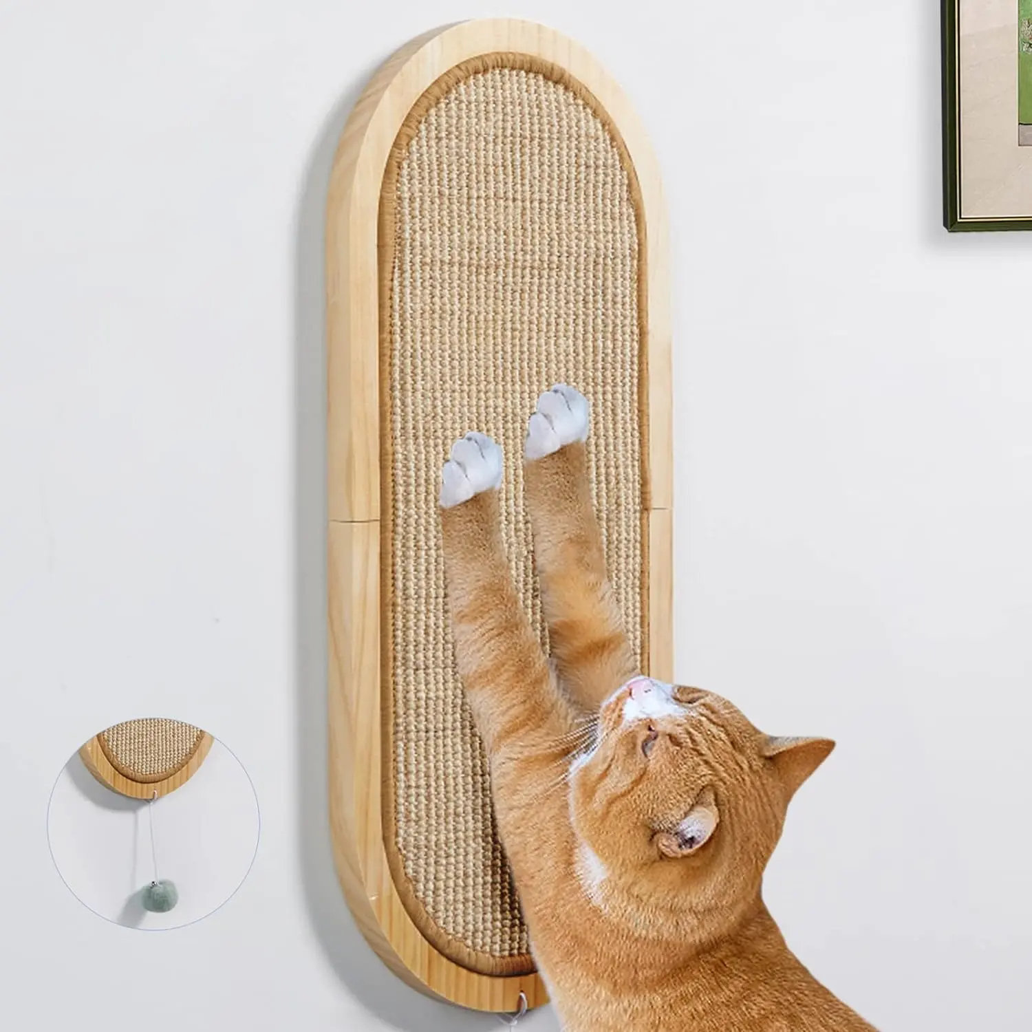 Kedi duvar tırmalama sütunu SisalFloor duvar MountCat tırmalamak ahşap kurulu kanepe koruyucu kedi duvar Scratcher topu oyuncak
