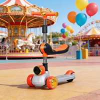 Trottinette en plastique pour enfants, trois roues, pliable, hauteur réglable, avec musique, jouet pour enfant