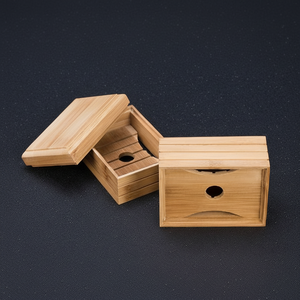 Boîte à savon en bambou avec couvercle, design moderne et écologique, fabriquée en bambou naturel, étanche, empêche le savon de fondre, pour la salle de bain et la douche - Product Image 1