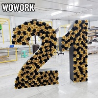 2026 WOWORK Fushun 3ft DIY Ins Festival Stage Props Retail Free Standing Big Artificial Flower Number Letter for Party Hire