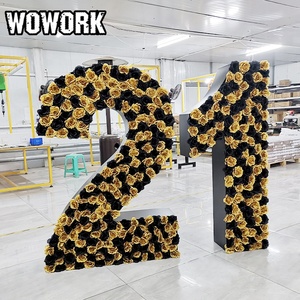 2025 WOWORK Personalizado Celebração 3D Metal Frame Amor Branco Flores Festoon Letras Números para Casamento - Product Image 3