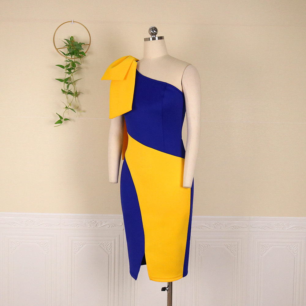 Autumn Sexy One Shoulder Bowtie Irregular Sheath African Girl Prom Dress