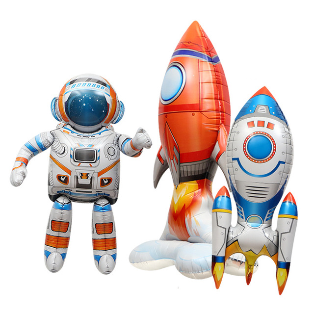 4D Stereoscopic Super Large Cartoon Astronaut Rocket Party Decoration Balloon Boy Birthday Party Room Layout Props