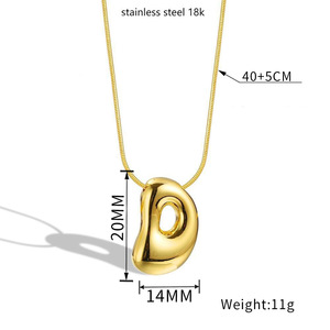 Joyería de moda Estilo lindo Burbuja pequeña Chapado en oro Collar con colgante de letra inicial hinchada de acero inoxidable - Product Image 4