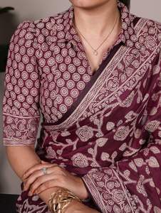 Sari Traditionnel de Qualité Supérieure en Coton Fluide et Soie Texturée, Motifs Floraux Biologiques, Idéal pour les Fêtes, Équilibre Parfait Entre Tradition et Confort - Product Image 3