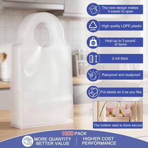 Sacs à suspendre à la porte 6x12 pouces en plastique transparent avec poignée ondulée pour activités promotionnelles - Product Image 5
