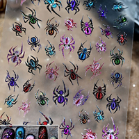 Autocollants d'art d'ongle d'araignée à paillettes Halloween Toile d'araignée Gothique Holographique Décalcomanies d'ongle Adhésif Curseurs Décorations Manucure