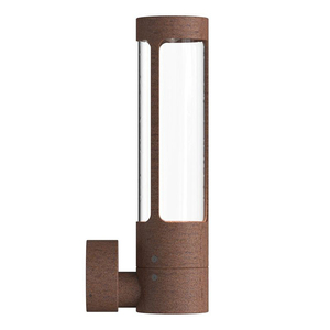 Lampe murale minimaliste en acier corten, cylindre en acier patiné, architecture moderne, décoration murale extérieure, lumière chaude, balcon extérieur - Product Image 2