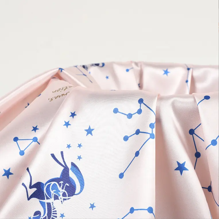 Шелковая атласная шифоновая ткань для пижамных платьев, эластичная ткань с принтом, индивидуальный дизайн, полиэстер, спандекс, тканая HDS-1002