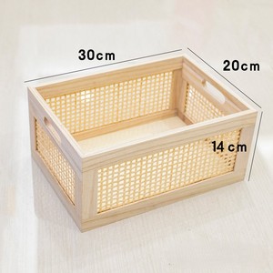 سلة تخزين خشبية من الروطان بتصميم عتيق - منظم قابل للتكديس للوجبات الخفيفة ومستحضرات التجميل - Product Image 2