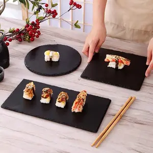 Wholesale Slate Dinner Plate Kitchen Table Decor Cheese Board Tray Custom Anti-Slip Placemats Dining