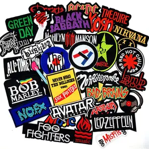 Lencana Musik Rock Hippie Stiker Punk Kustom Besi Besar Pada Patch Bordir Denim untuk Pakaian