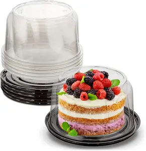 4 / 6/8英寸圆形2-3层蛋糕架，带盖，用于运输宠物塑料烘焙蛋糕盒