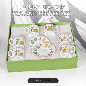 High End Light Luxury Concentrated Six Cup & Disc <b>Set</b> Ceramic Bone China Heat Resistant Home Afternoon <b>Tea</b> & Banquet Coffee Cups - Product Image 2