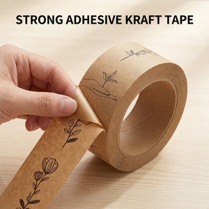 Rollo Jumbo de Cinta de Papel Kraft, Respetuoso con el Medio Ambiente, 48mm, Adhesivo Acrílico de Una Cara, Blanco y Marrón, Reforzado con Agua, Antiestático - Product Image 2