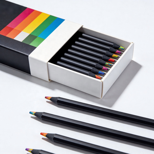 Crayons de couleur arc-en-ciel en bois noir de qualité supérieure, logo personnalisé, FSC, crayons de couleur professionnels pour artistes, fournitures scolaires - Product Image 2