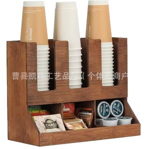 Retro wooden cup holder, disposable paper cup holder, coffee capsule storage box, solid wood cup dispenser - Product Image 4